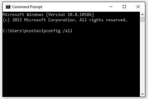 screenshot of the windows command prompt