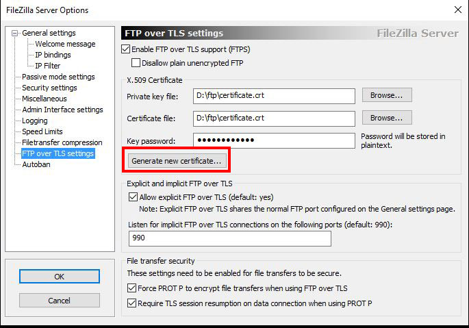 screenshot of Filezilla Server Passive mode settings