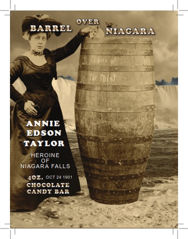 Anne Edson Taylor barrel over Niagara front image with bleed