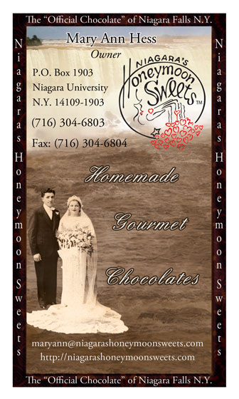 Niagara Honeymoon Sweets Business Card Front version 8