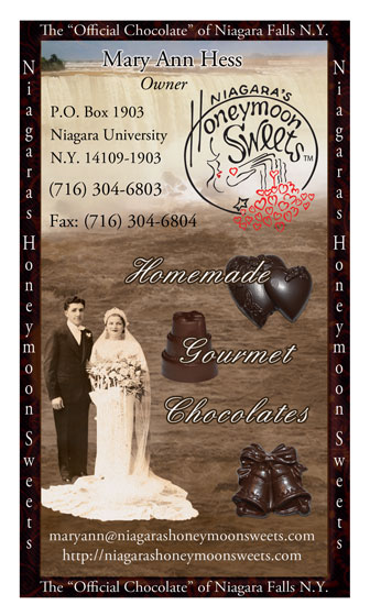 Niagara Honeymoon Sweets Business Card Front version 9