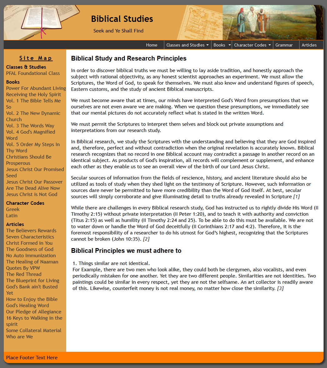 Biblicial Studies  Website Screenshot