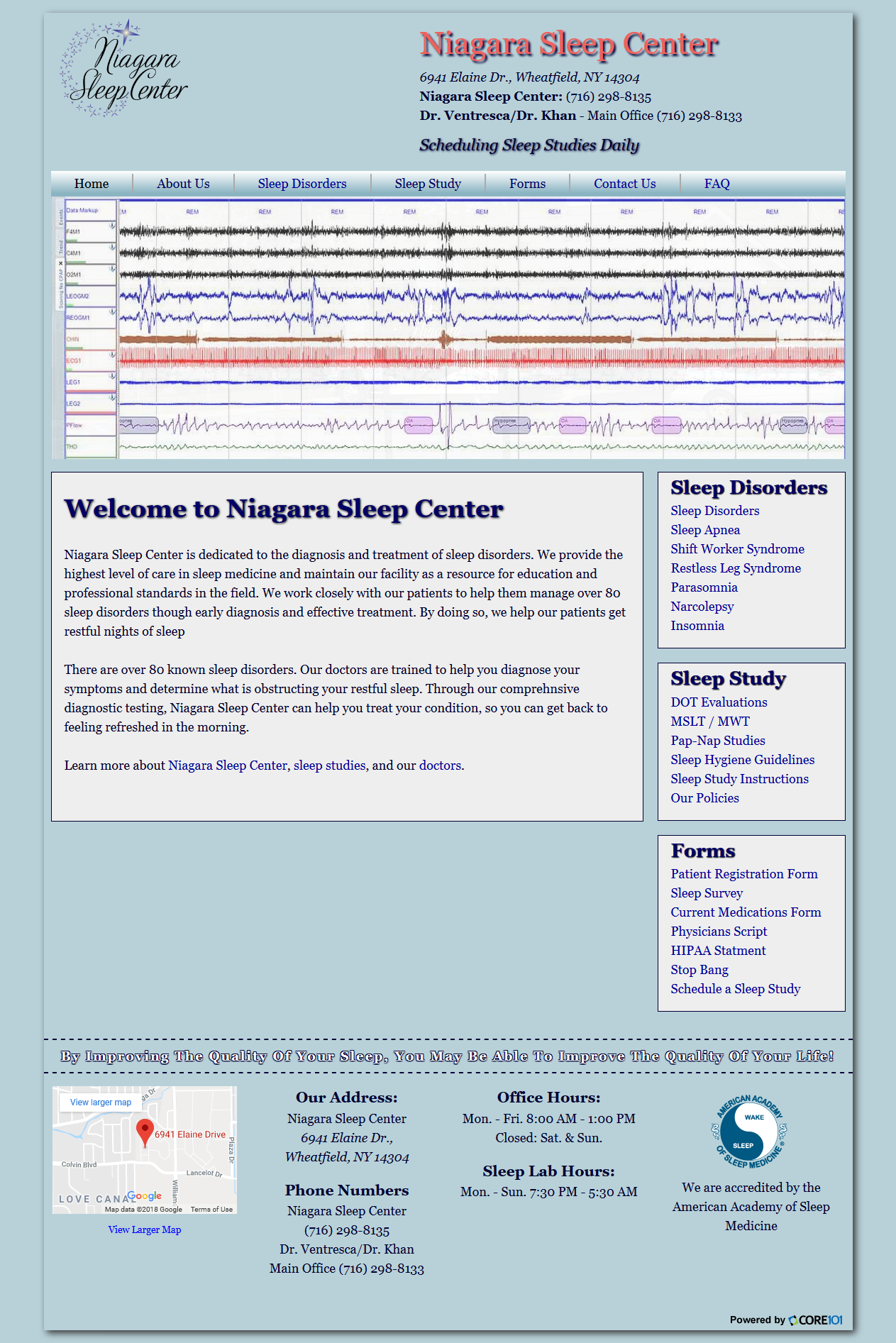 Niagara Sleep Center Website Screenshot